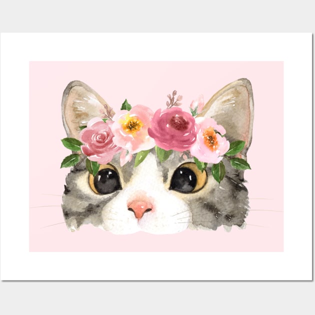 Sparkling Eyed Kitty Cat Princess Peeking Out Wall Art by LittleBunnySunshine